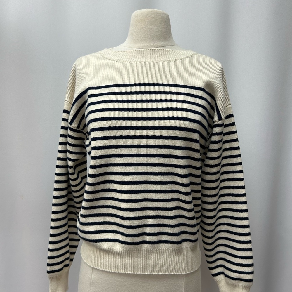Celine Cream and Black Striped Sweater